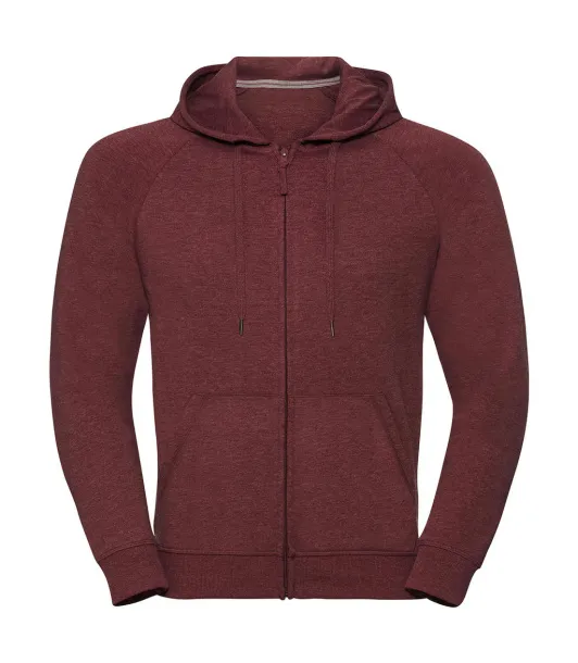  Men's HD Zipped Hood Sweat - Russell  Maroon Marl