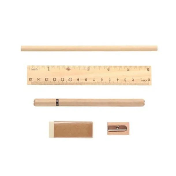  School set, pencil case, pencil, ball pen, ruler, eraser and pencil sharpener neutral