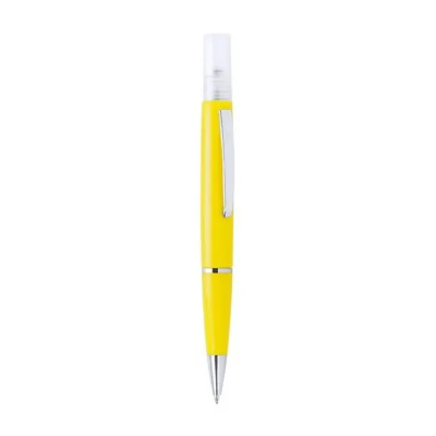  Ball pen with atomizer and cap yellow