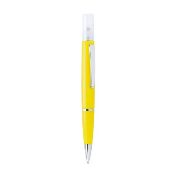  Ball pen with atomizer and cap yellow