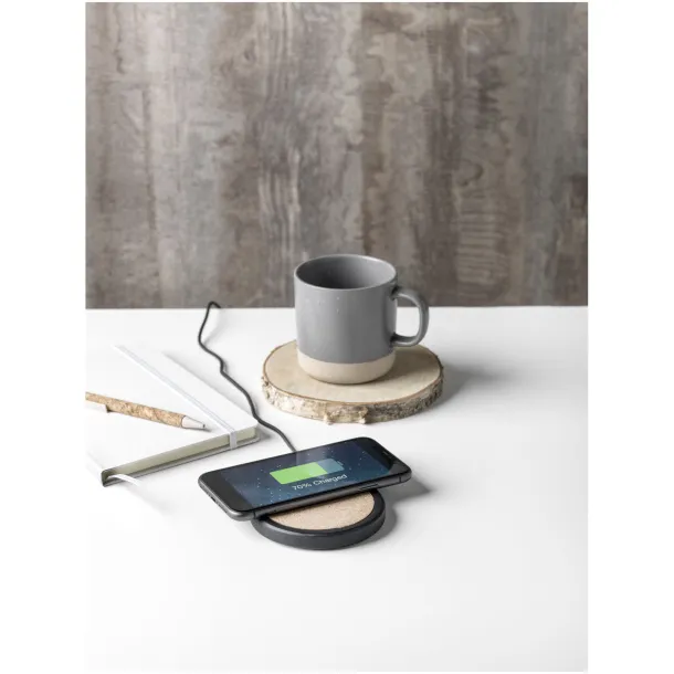 Kivi 10W limestone/cork wireless charging pad - Unbranded Solid black Natural