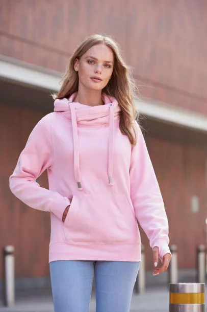  CROSS NECK HOODIE - Just Hoods Baby Pink