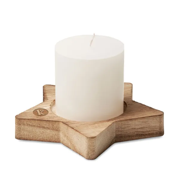 LOTUS Candle on star wooden base Wood