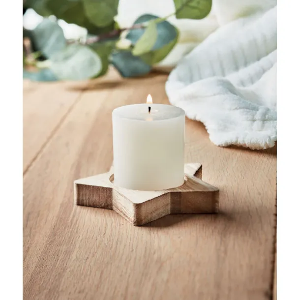 LOTUS Candle on star wooden base Wood