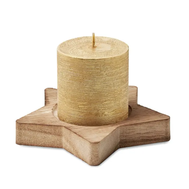 LOTUS Candle on star wooden base Gold