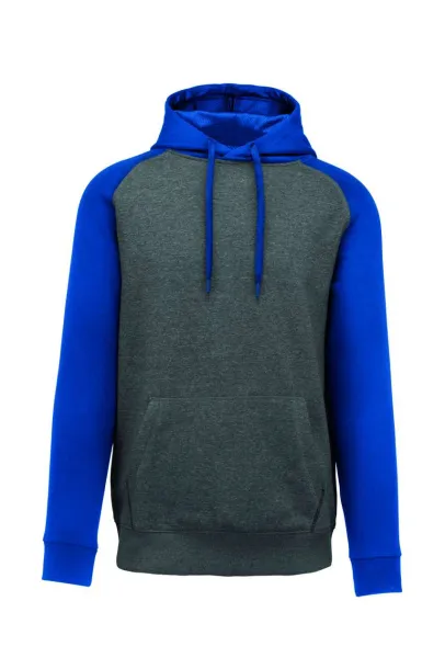  ADULT TWO-TONE HOODED SWEATSHIRT - Proact Grey Heather Sporty Royal Blue