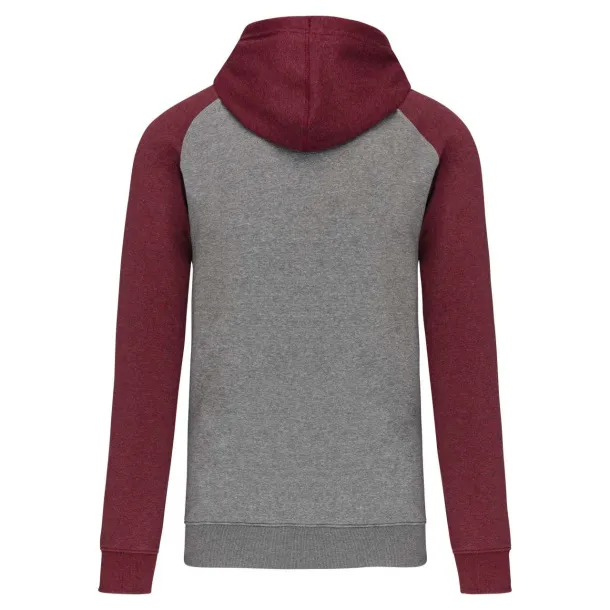  ADULT TWO-TONE HOODED SWEATSHIRT - Proact Grey Heather Wine Heather