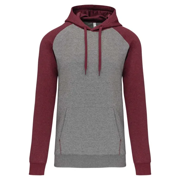  ADULT TWO-TONE HOODED SWEATSHIRT - Proact Grey Heather Wine Heather