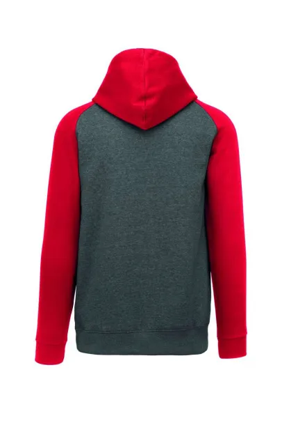  ADULT TWO-TONE HOODED SWEATSHIRT - Proact Grey Heather Sporty Red