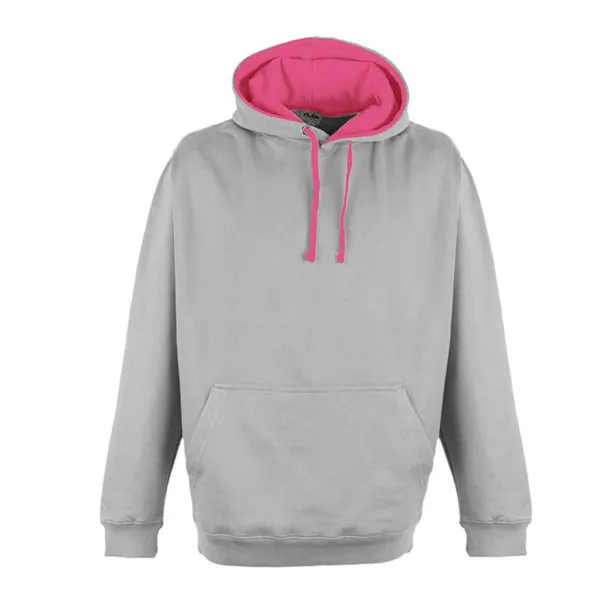  SUPERBRIGHT HOODIE - Just Hoods Heather Grey Electric Pink