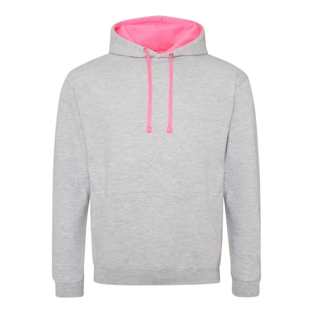  SUPERBRIGHT HOODIE - Just Hoods Heather Grey Electric Pink