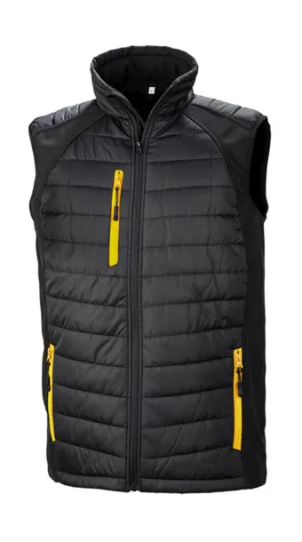  Black Compass Padded Softshell Gilet - Result Genuine Recycled Black Yellow