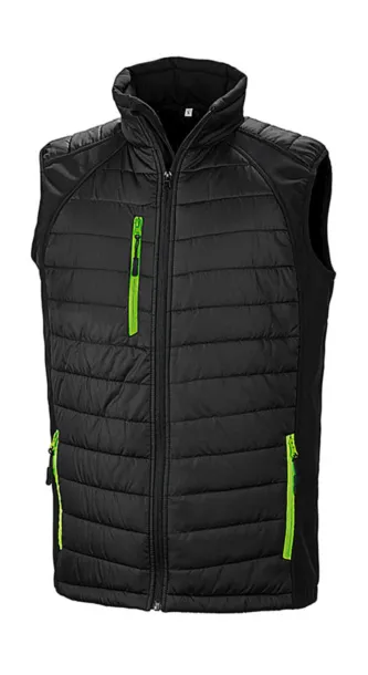  Black Compass Padded Softshell Gilet - Result Genuine Recycled Black Lime