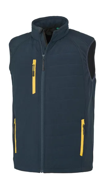  Black Compass Padded Softshell Gilet - Result Genuine Recycled Navy Yellow