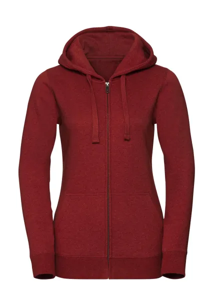  Ladies' Authentic Melange Zipped Hood Sweat - Russell  Brick Red Melange