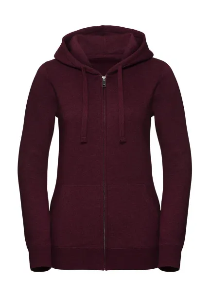  Ladies' Authentic Melange Zipped Hood Sweat - Russell  Burgundy Melange