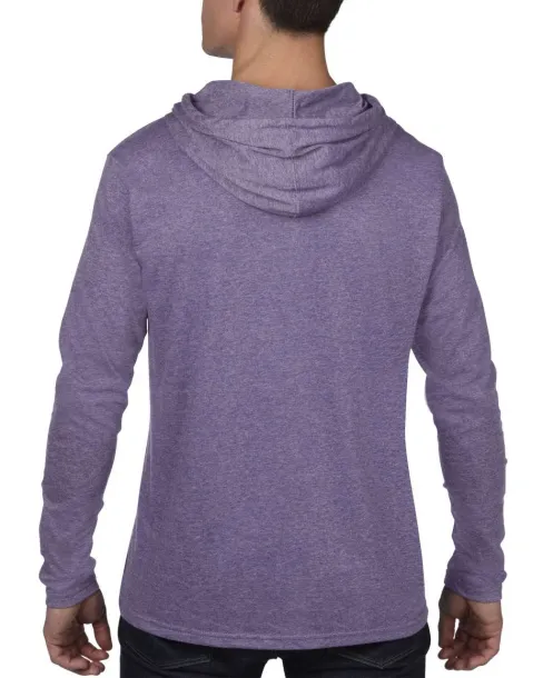  ADULT LIGHTWEIGHT LONG SLEEVE HOODED TEE - Anvil Heather Purple Safety Green