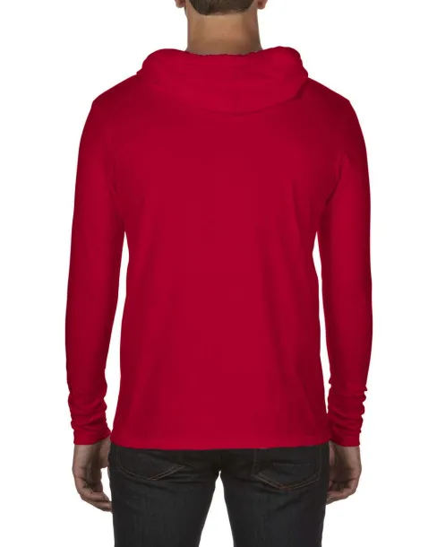  ADULT LIGHTWEIGHT LONG SLEEVE HOODED TEE - Anvil Red Charcoal