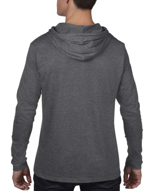  ADULT LIGHTWEIGHT LONG SLEEVE HOODED TEE - Anvil Dark Heather Charcoal