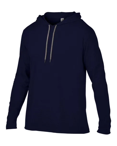  ADULT LIGHTWEIGHT LONG SLEEVE HOODED TEE - Anvil Navy Charcoal