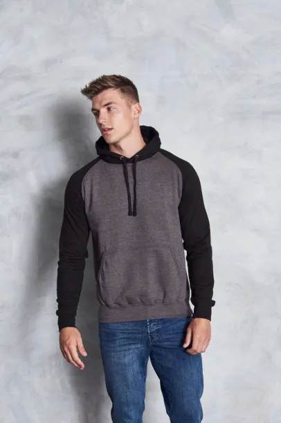  Bejzbol hoodica, 280 g/m2 - Just Hoods Ugljen Heather Grey