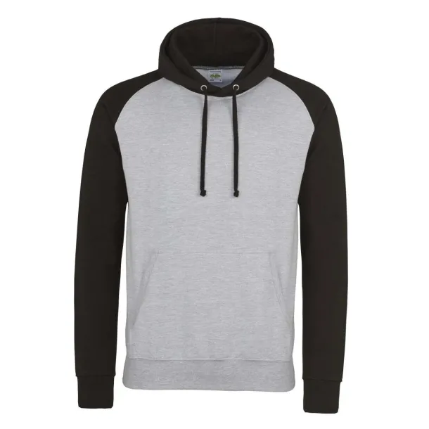  BASEBALL HOODIE - Just Hoods Heather Grey Jet Black