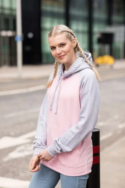  Bejzbol hoodica, 280 g/m2 - Just Hoods Baby Pink Heather Grey