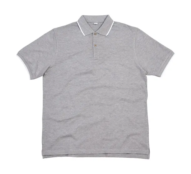  Polo majica s prugama na ovratniku - Mantis Heather Grey Melange Bijela