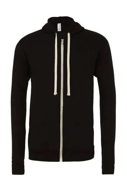  Unisex triblend hoodie s patentnim zatvaračem, 280 g/m² - Bella+Canvas Solid Black Triblend