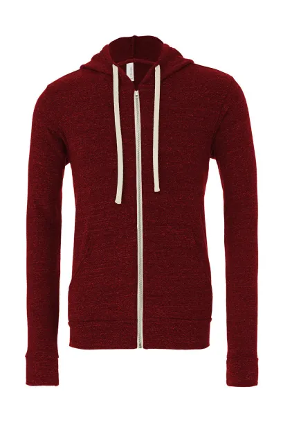  Unisex triblend hoodie s patentnim zatvaračem, 280 g/m² - Bella+Canvas Cardinal Triblend