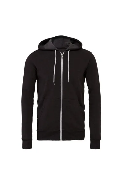  Unisex Poly-Cotton Full Zip Hoodie - Bella+Canvas Dark Grey Heather