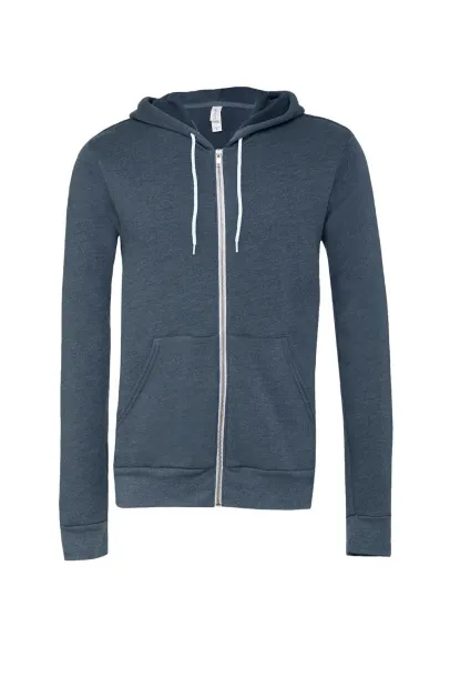  Unisex Poly-Cotton Full Zip Hoodie - Bella+Canvas Heather Navy