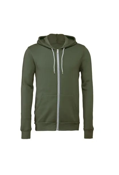  Unisex Poly-Cotton Full Zip Hoodie - Bella+Canvas Military Green