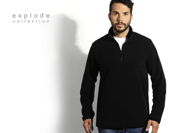 GLECHER ZIP half-zip polar fleece sweatshirt - EXPLODE Black