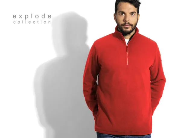 GLECHER ZIP half-zip polar fleece sweatshirt - EXPLODE Red