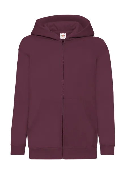  Dječji klasični hoodie s patentnim zatvaračem, 280 g/m² - Fruit of the Loom burgundac