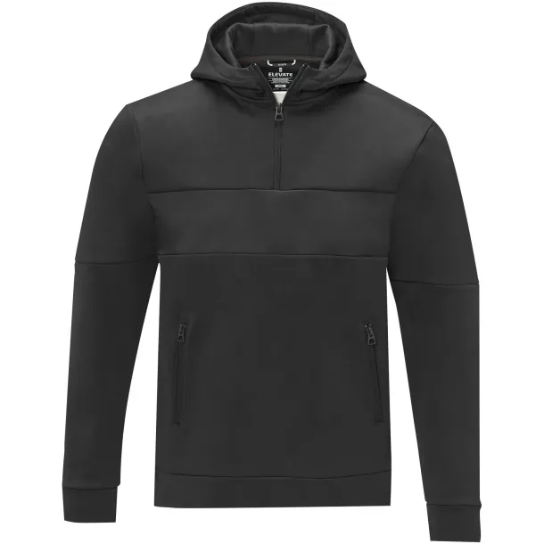 Sayan men's half zip anorak hooded sweater - Elevate Life Solid black