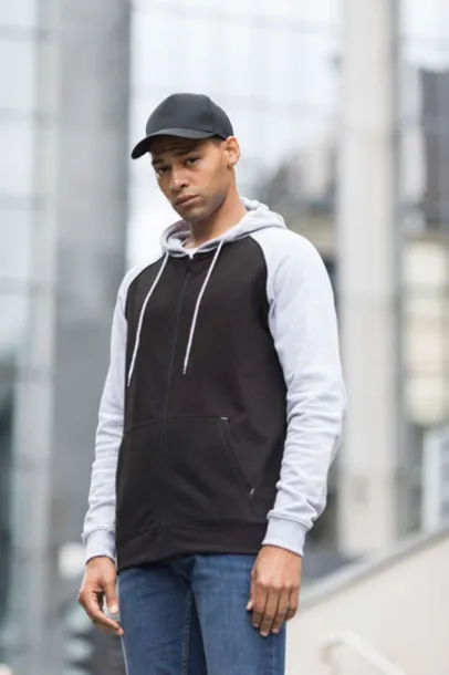  Bejzbol hoodie s patentom, 280 g/m2 - Just Hoods Ugljen Crna