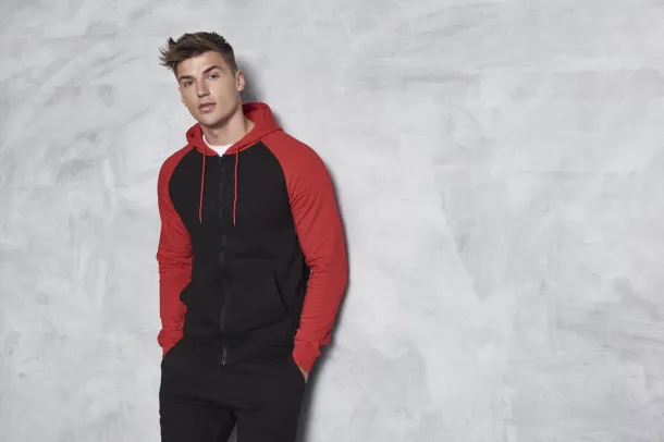  Bejzbol hoodie s patentom, 280 g/m2 - Just Hoods Ugljen Crna