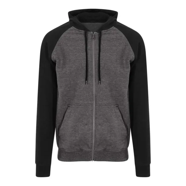  Bejzbol hoodie s patentom, 280 g/m2 - Just Hoods Ugljen Crna