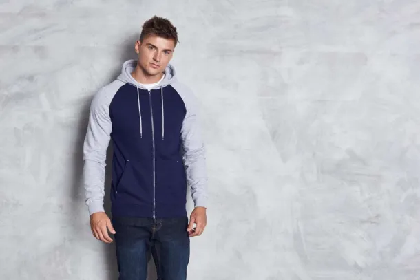  Bejzbol hoodie s patentom, 280 g/m2 - Just Hoods Oxford Navy Heather Grey