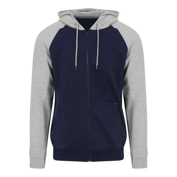  BASEBALL ZOODIE - Just Hoods Oxford Navy Heather Grey