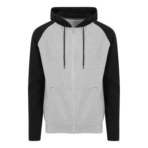  Bejzbol hoodie s patentom - Just Hoods Heather Grey Jet Black