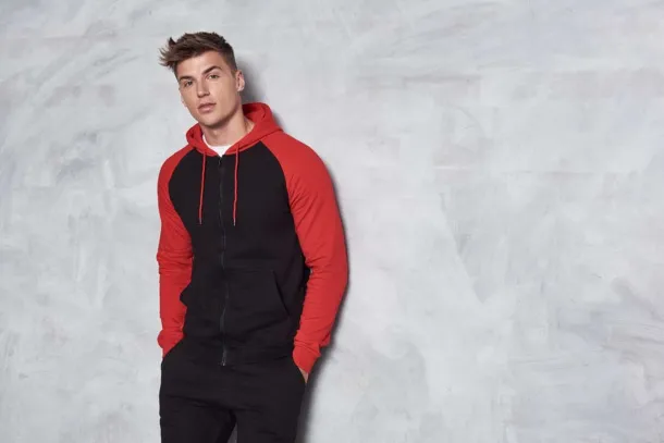  Bejzbol hoodie s patentom - Just Hoods Crna Heather Grey