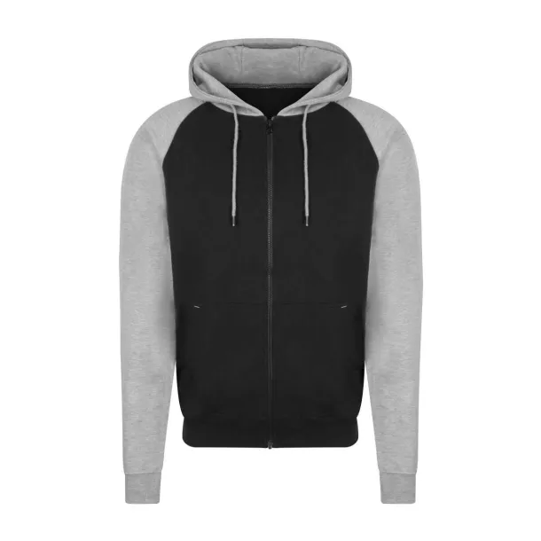  Bejzbol hoodie s patentom - Just Hoods Jet Black Heather Grey