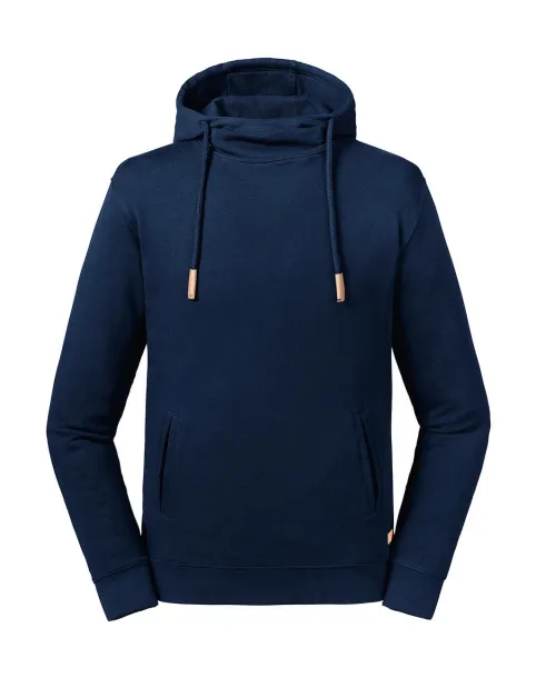  Pure Organic High Collar Hooded Sweat - Russell Pure Organic French Navy