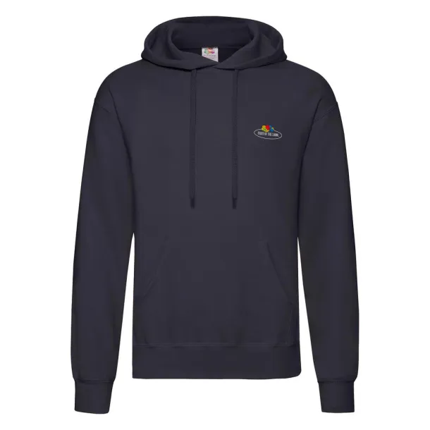  Vintage Hooded Sweat Classic Small Logo Print - Fruit of the Loom Vintage Collection Deep Navy