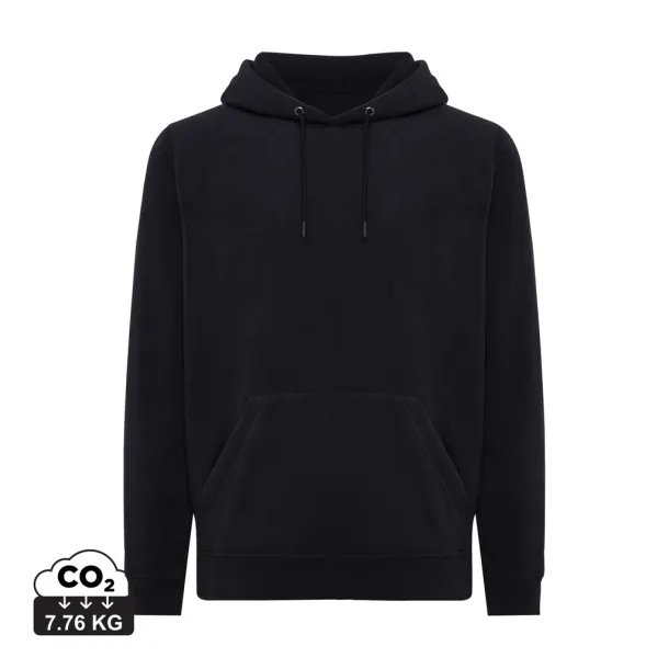  Iqoniq Trivor unisex mikroflis hoodie od recikliranog poliestera, 240 g/m² - iqoniq Crna