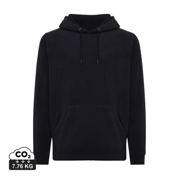  Iqoniq Trivor unisex mikroflis hoodie od recikliranog poliestera, 240 g/m² - iqoniq Crna
