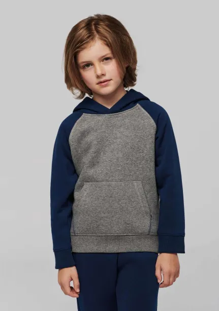  KIDS' TWO-TONE HOODED SWEATSHIRT - Proact Grey Heather Sporty Royal Blue